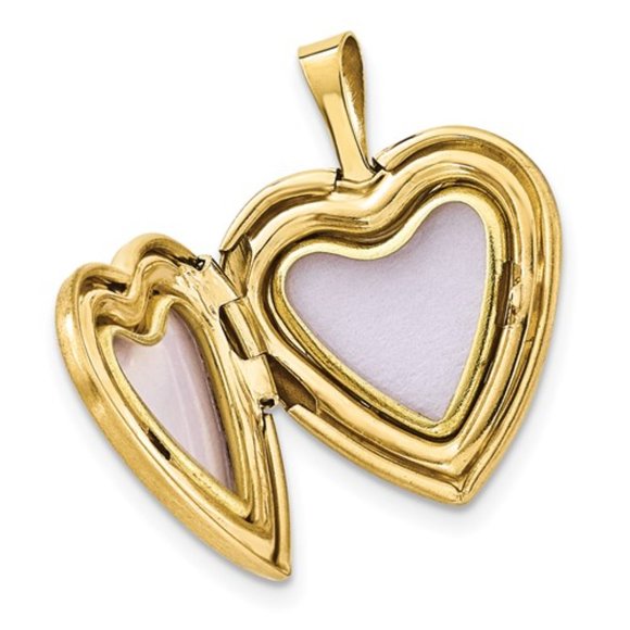 Mommy & Me Sterling Silver Gold-plated Enamel Butterfly Heart Locket Pendant Set - Picture 3 of 5